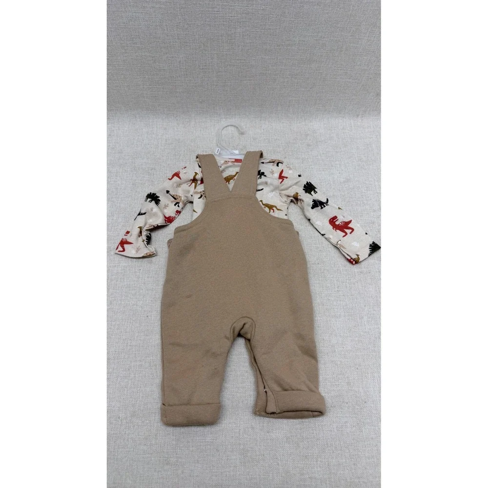 Bundles by Baby Place 0-3M‎ Dinosaur 2-Piece Overall Set Tan New